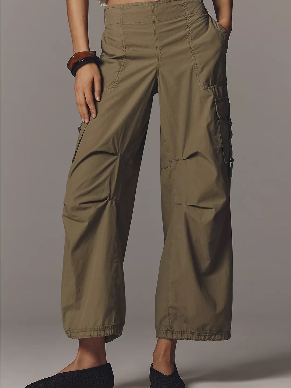 By Anthropologie Utility Parachute Pants in Dark Green, XS